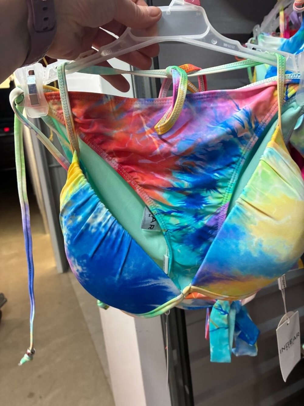 Tie-Dye Bikini Top By Longgear Swim - Adjustable Straps XL Multicolor